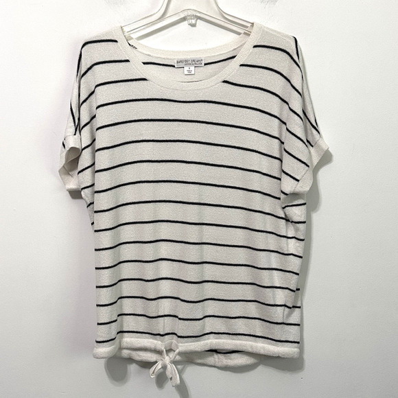 Barefoot Dreams Cozychic Ultra Lite Striped Sweater S Short Sleeve Tie Waist Top - Picture 1 of 10